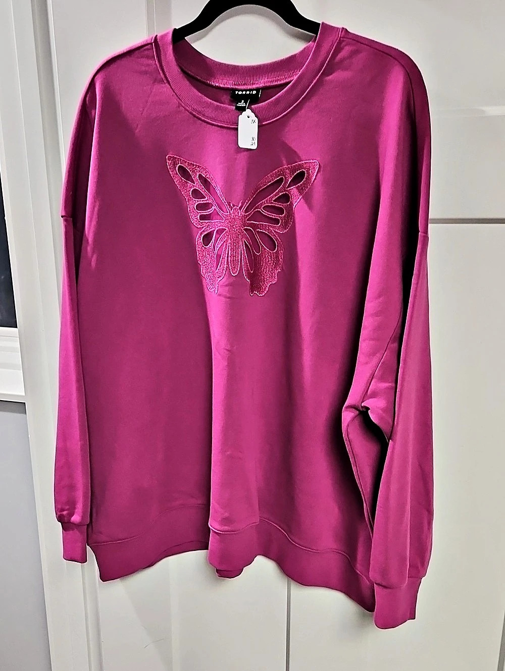 TORRID Cozy Fleece Cut-Out Sweatshirt Butterfly Pink Size 3x